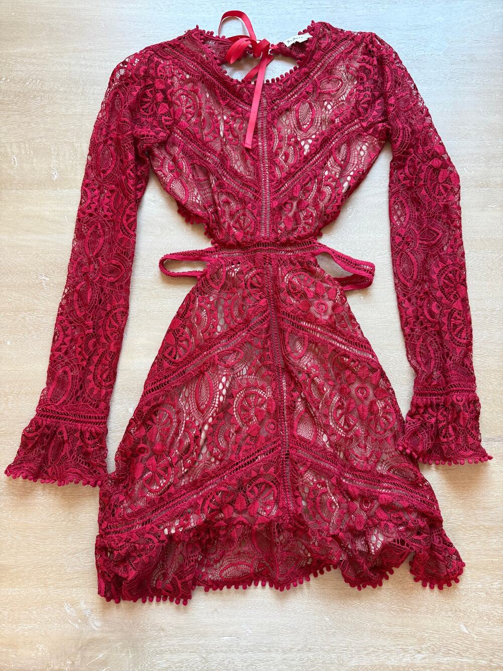 For Love and Lemons Red Lace Dress Size Medium